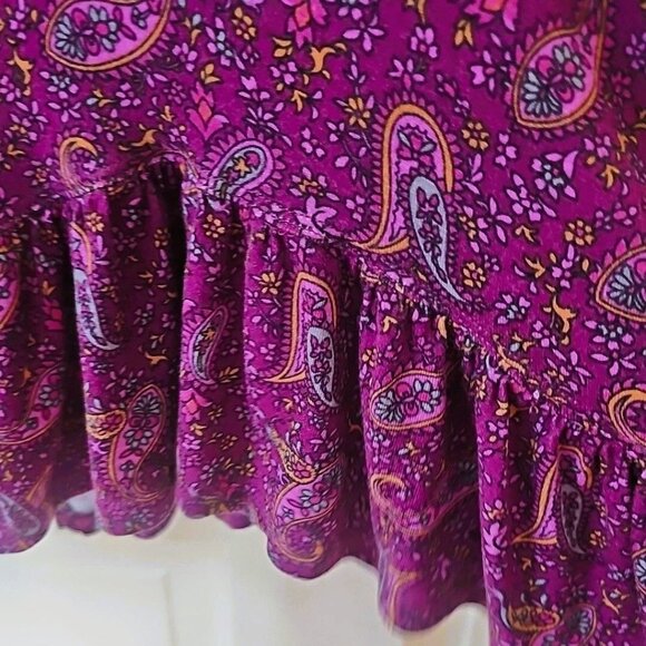 Terra & Sky Womens 2X Purple Paisley Long-Sleeve Tunic With Ruffled Hem - Picture 5 of 5